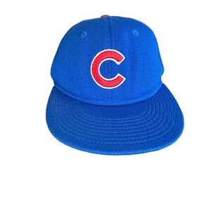 Chicago Cubs Mesh Snap Back Trucker Hat Red Button MLB Baseball 70s 80s Sandberg